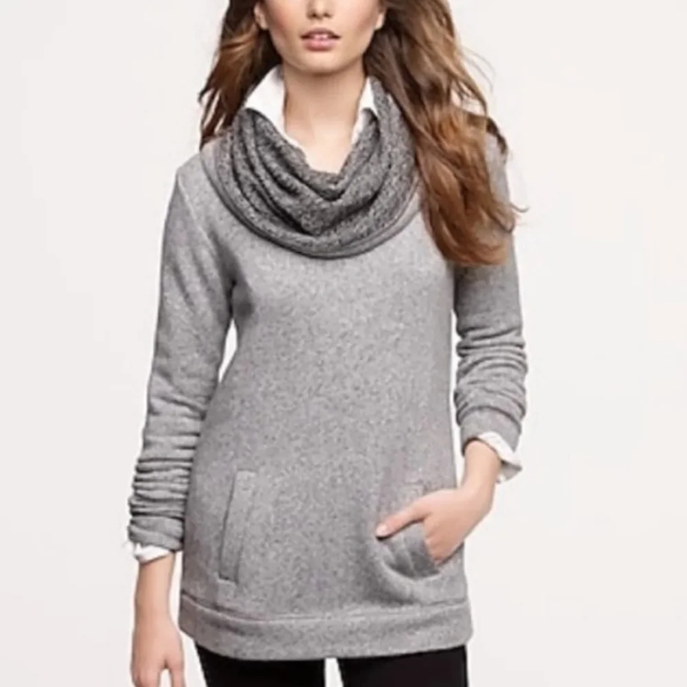 J. Crew Funnel Cowlneck Sweatshirt / Sweater Cotton Acrylic Nylon Wool Blend - Picture 2 of 5